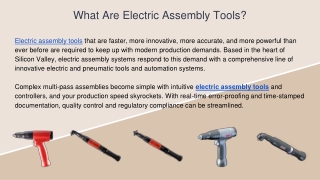 What Are Electric Assembly Tools