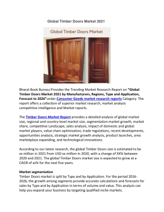 Global Timber Doors Market 2021