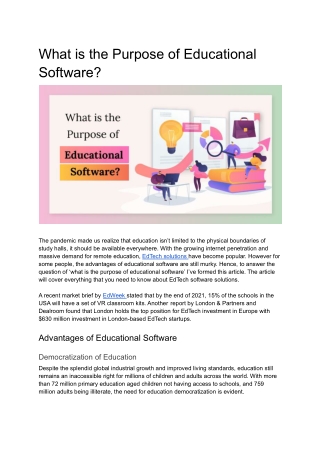 What is the Purpose of Educational Software?