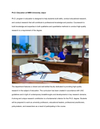 Ph.D. Education at NIMS University Jaipur
