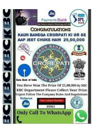 KBC Lottery Winner 25 Lakh | KBC WhatsApp Lottery Winner List