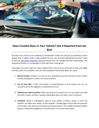 Have Cracked Glass in Your Vehicle Get It Repaired from the Best