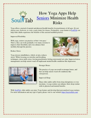How Yoga Apps Help Seniors Minimize Health Risks