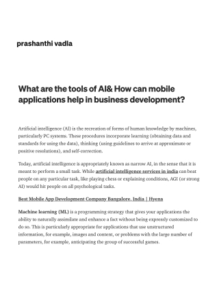 What are the tools of AI& How can mobile applications help in business development