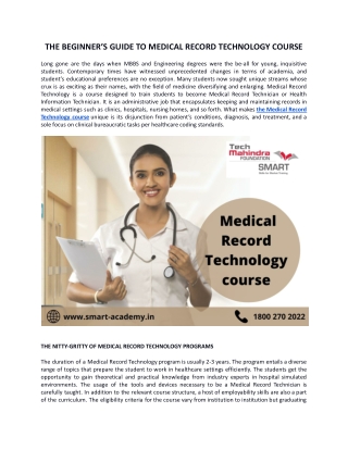 The Beginner’s Guide To Medical Record Technology Course