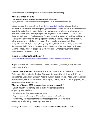Meatball Market Study Simplified - New Growth Pattern Shining
