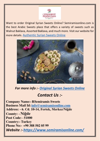 Authentic Syrian Sweets Online aasd