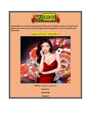 Singapore Betting Site  Maxbook88.com