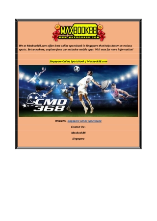 Singapore Online Sportsbook  Maxbook88.com