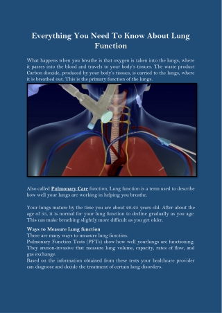 Everything You Need To Know About Lung Function