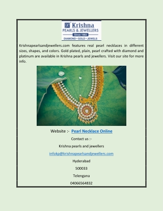 Pearl Necklace Online | Krishnapearlsandjewellers.com