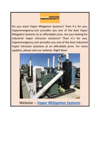 industrial Vapor Intrusion solutions Vaporemergency