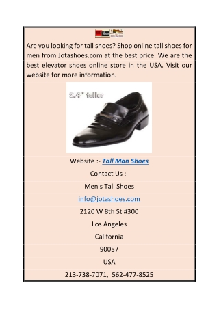 Shop Tall Man Shoes  Jotashoes.com