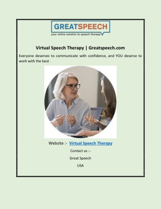 Virtual Speech Therapy | Greatspeech.com