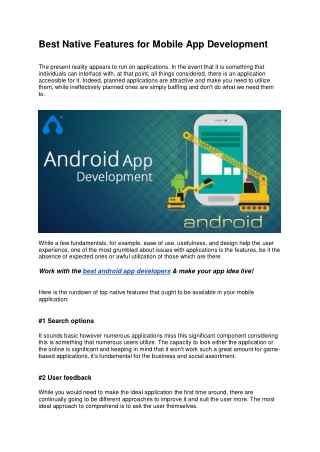Best Native Features for Mobile App Development