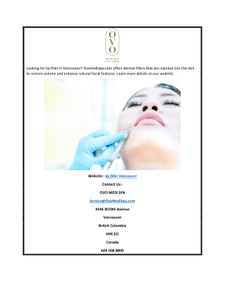 Lip Filler Vancouver Ovomedispa