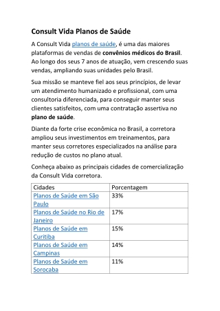 Consult Vida Planos de Saúde