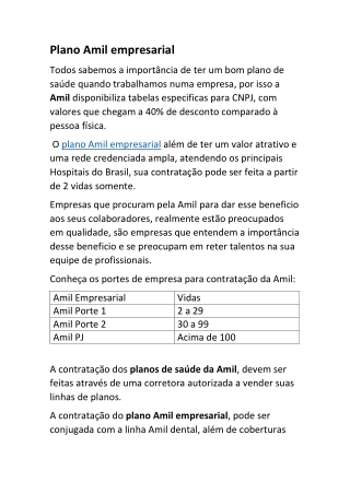 Plano Amil Empresas