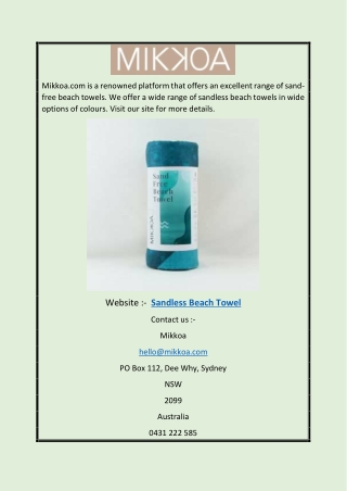 Sandless Beach Towel | Mikkoa.com