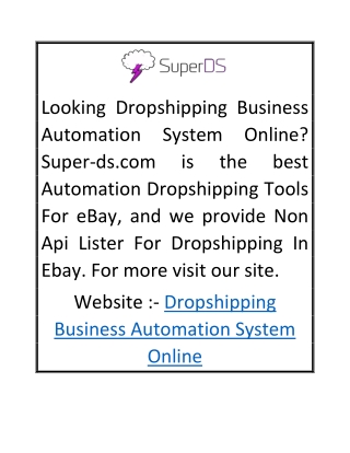 Dropshipping Business Automation System Online Super-ds.com