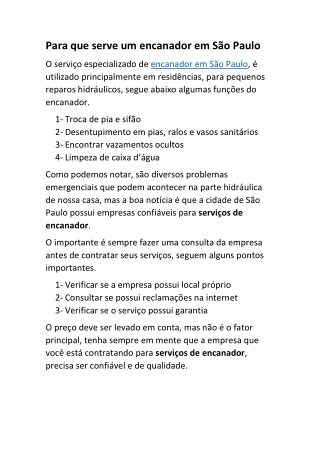 Encanador em São Paulo