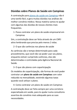 Planos de Saúde em Campinas