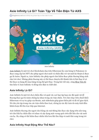 Axie Infinity Là Gì? Toàn Tập Về Tiền Điện Tử AXS