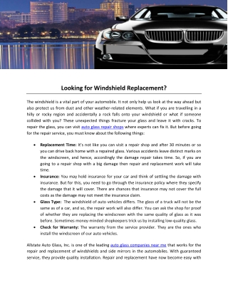 Looking for Windshield Replacement