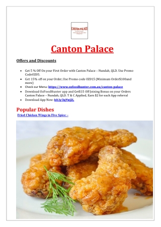 5% Off - Canton Palace Chinese Menu Nundah, QLD