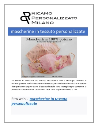 Mascherine In Tessuto Personalizzate | Ricamopersonalizzato.it