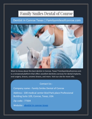 Dentist in Conroe Texas | Familysmilesofconroe.com