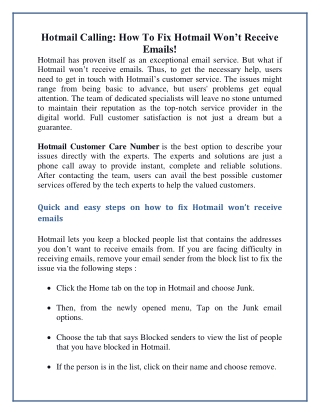 Hotmail Calling: How To Fix Hotmail Won’t Receive Emails!