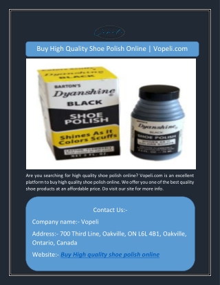 Buy High Quality Shoe Polish Online | Vopeli.com