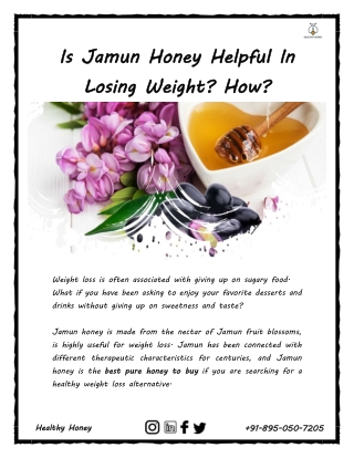 Is Jamun Honey Helpful In Losing Weight? How?