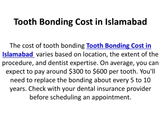 Tooth Bonding Cost in Islamabad