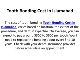 Tooth Bonding Cost in Islamabad