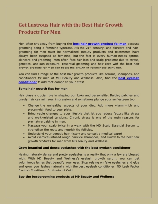 Get Lustrous Hair with the Best Hair Growth Products For Men