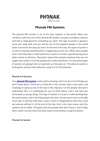 Phonak FM Systems