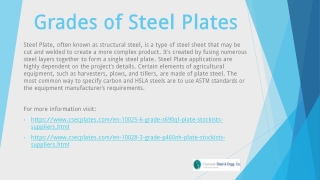 Grades of Steel Plates