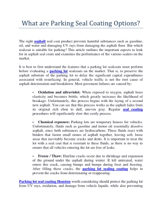 What are parking seal coating options