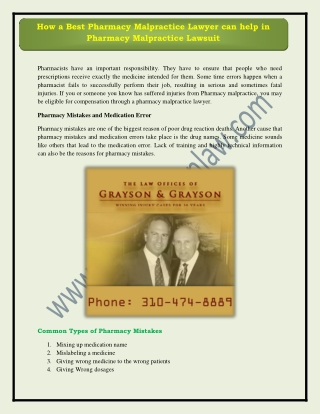 The Veteran Pharmacy malpractice attorney to file a claim for medication error!