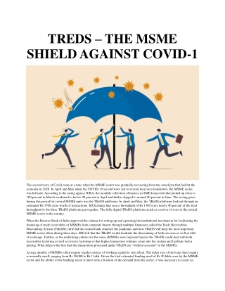 TREDS – THE MSME SHIELD AGAINST COVID-1