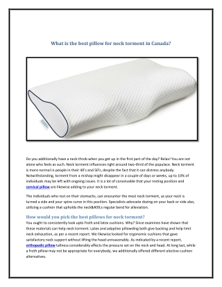 What is the best pillow for neck torment in Canada