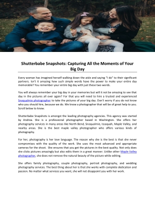 Shutterbabe Snapshots-Capturing All the Moments of Your Big Day