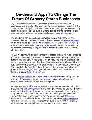 On-demand Apps To Change The Future Of Grocery Stores Businesses
