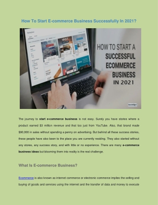 How To Start E-commerce Business Successfully In 2021