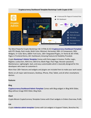 Cryptocurrency Dashboard Template Bootstrap 5 with Crypto UI Kit
