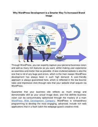 Why WordPress Development is a Smarter Way To Increased Brand Image (1)