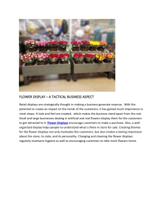 FLOWER DISPLAY – A TACTICAL BUSINESS ASPECT