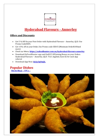 5% Off - Hyderabad Flavours Indian restaurant Menu Annerley, QLD